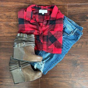 Cloth and Stone Buffalo Red Plaid Button Down- M
